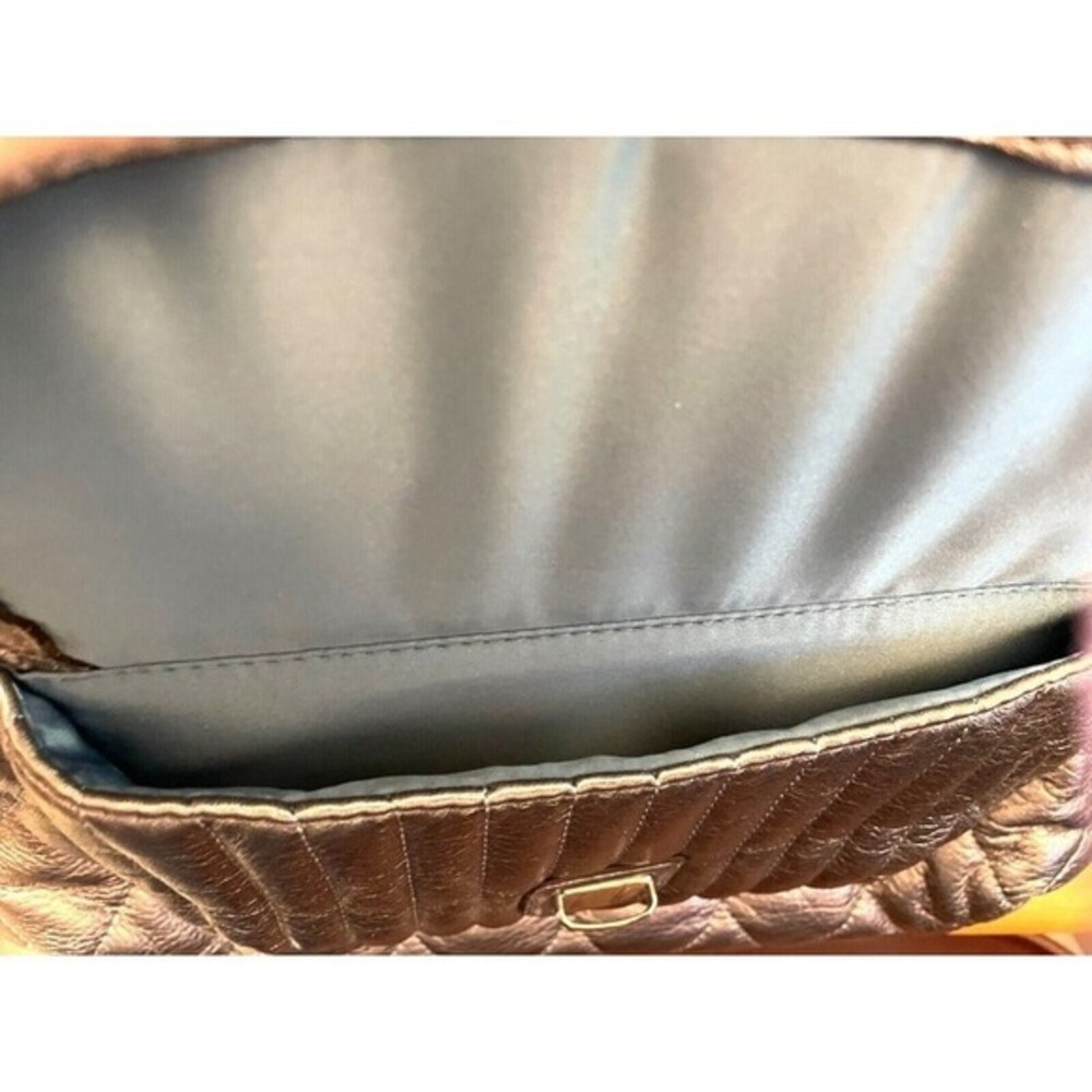 Coach C1293 19857 Quilted Leather Shopper Tote Purse Silver Anthracite Metallic - Picture 13 of 15